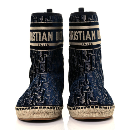 Christian Dior Velvet Oblique Granville Espadrille Boots 38 Deep Blue 5 of 21