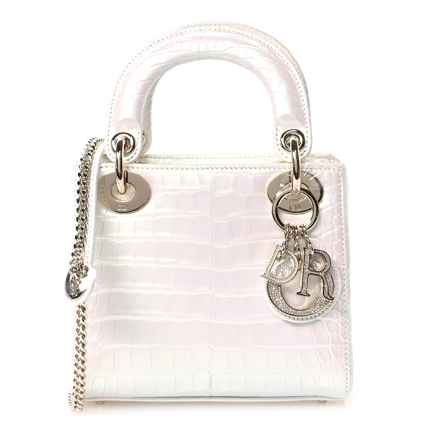 Christian Dior Metallic Alligator Mini Lady Dior White 1 of 11