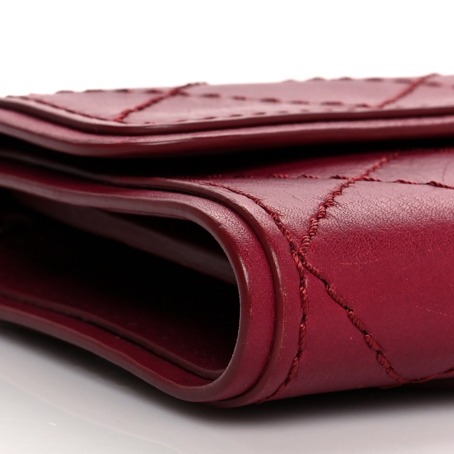 Chanel Calfskin Stitched Clutch Flap Red 8 of 13