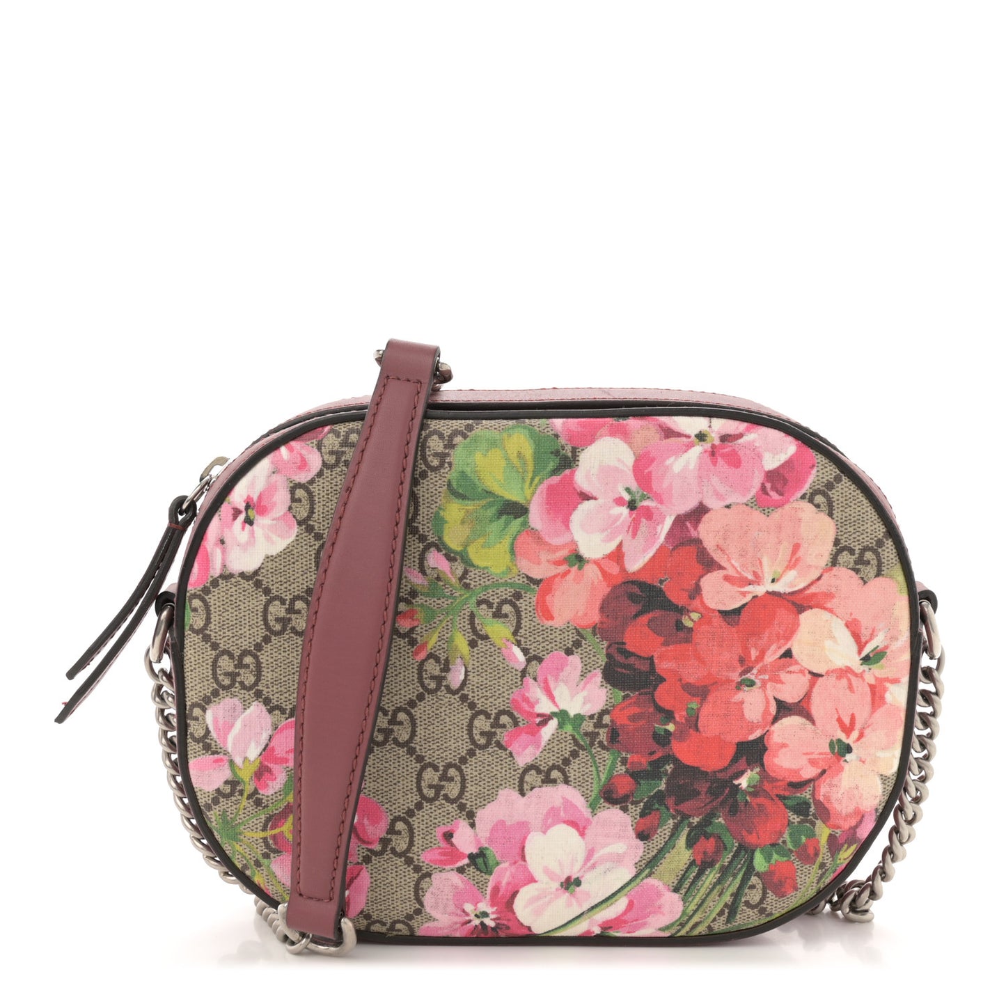GG Supreme Monogram Blooms Mini Chain Shoulder Bag Beige Multicolor Dry Rose