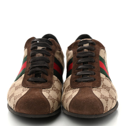 Gucci GG Monogram Suede Vintage Web Womens Sneakers 8 Dark Chestnut 2 of 9