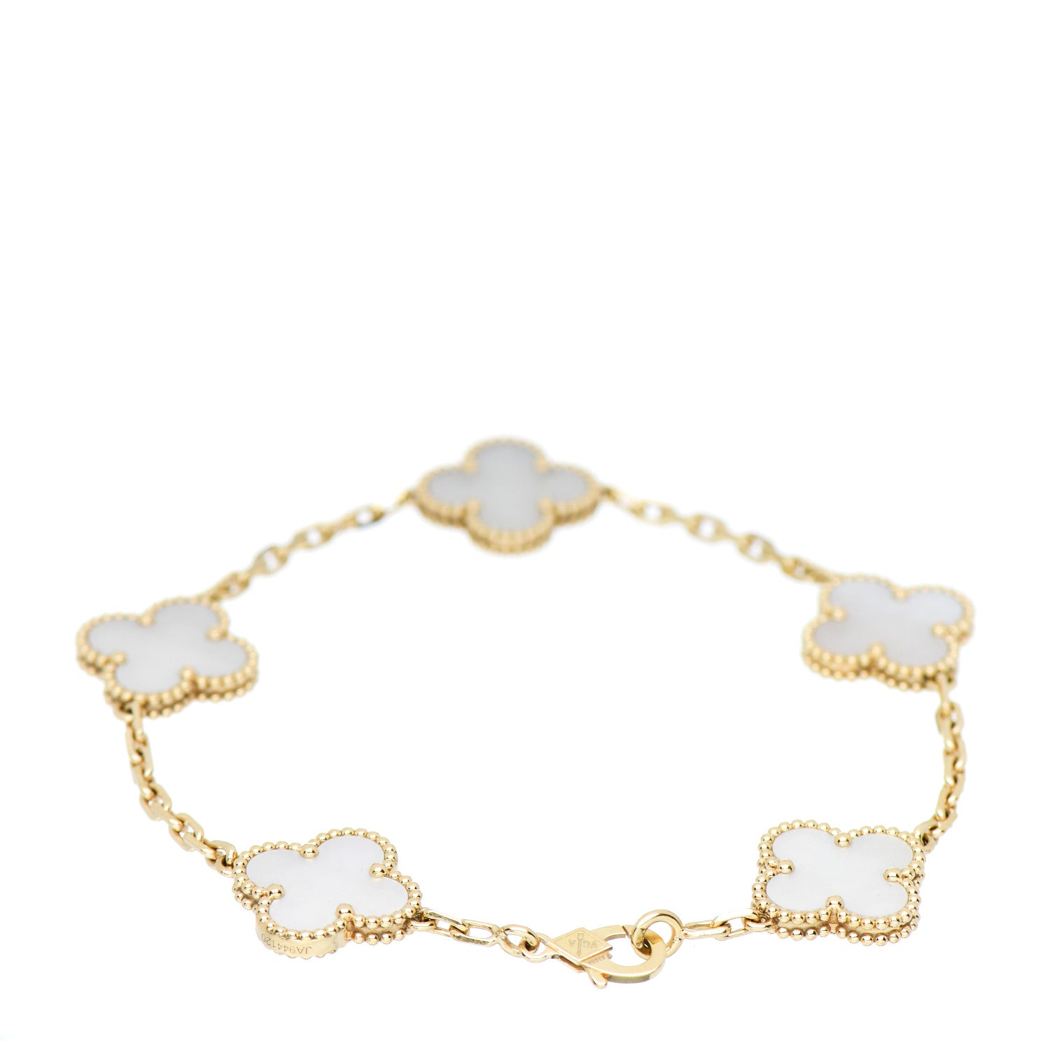 Van Cleef & Arpels 18K Yellow Gold Mother of Pearl 5 Motifs Vintage Alhambra Bracelet 3 of 5