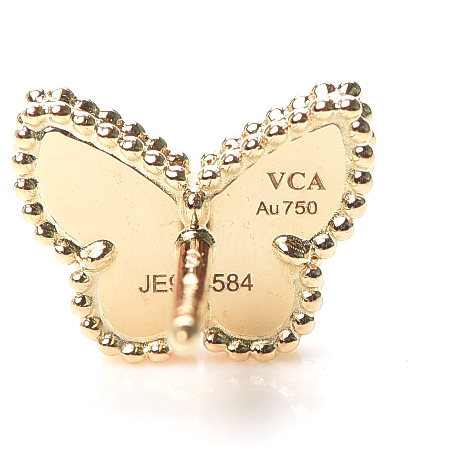 Van Cleef & Arpels 18K Yellow Gold Mother of Pearl Sweet Alhambra Butterfly Earrings 4 of 7