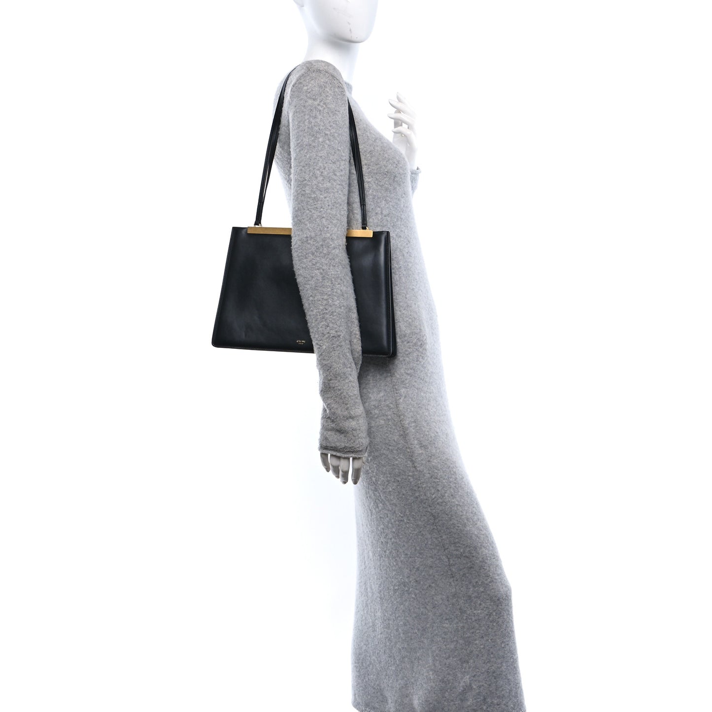 Patina Box Calfskin Medium Clasp Bag Black