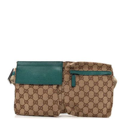 Gucci GG Monogram Web Double Pocket Belt Bag Turquoise 1 of 10