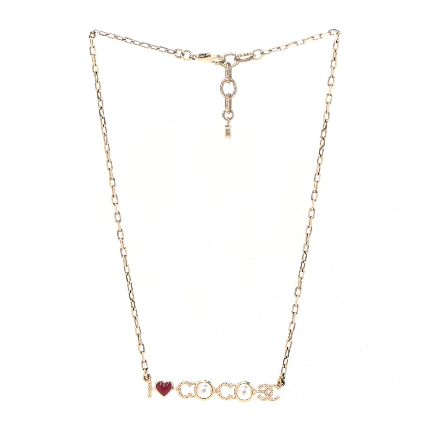 Metal Resin Pearl I Love Coco Necklace Gold Multicolor