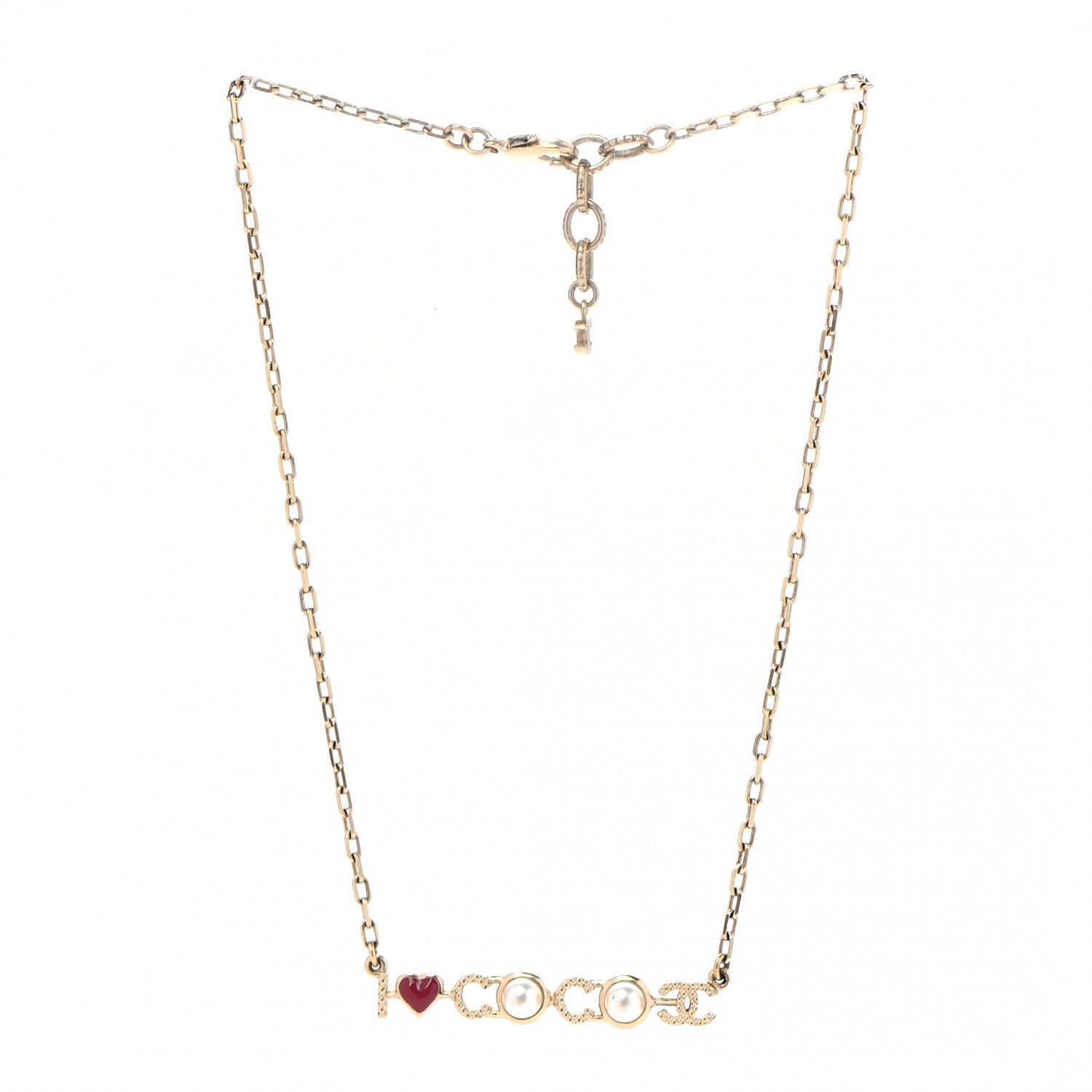 Chanel Metal Resin Pearl I Love Coco Necklace Gold Multicolor 3 of 6