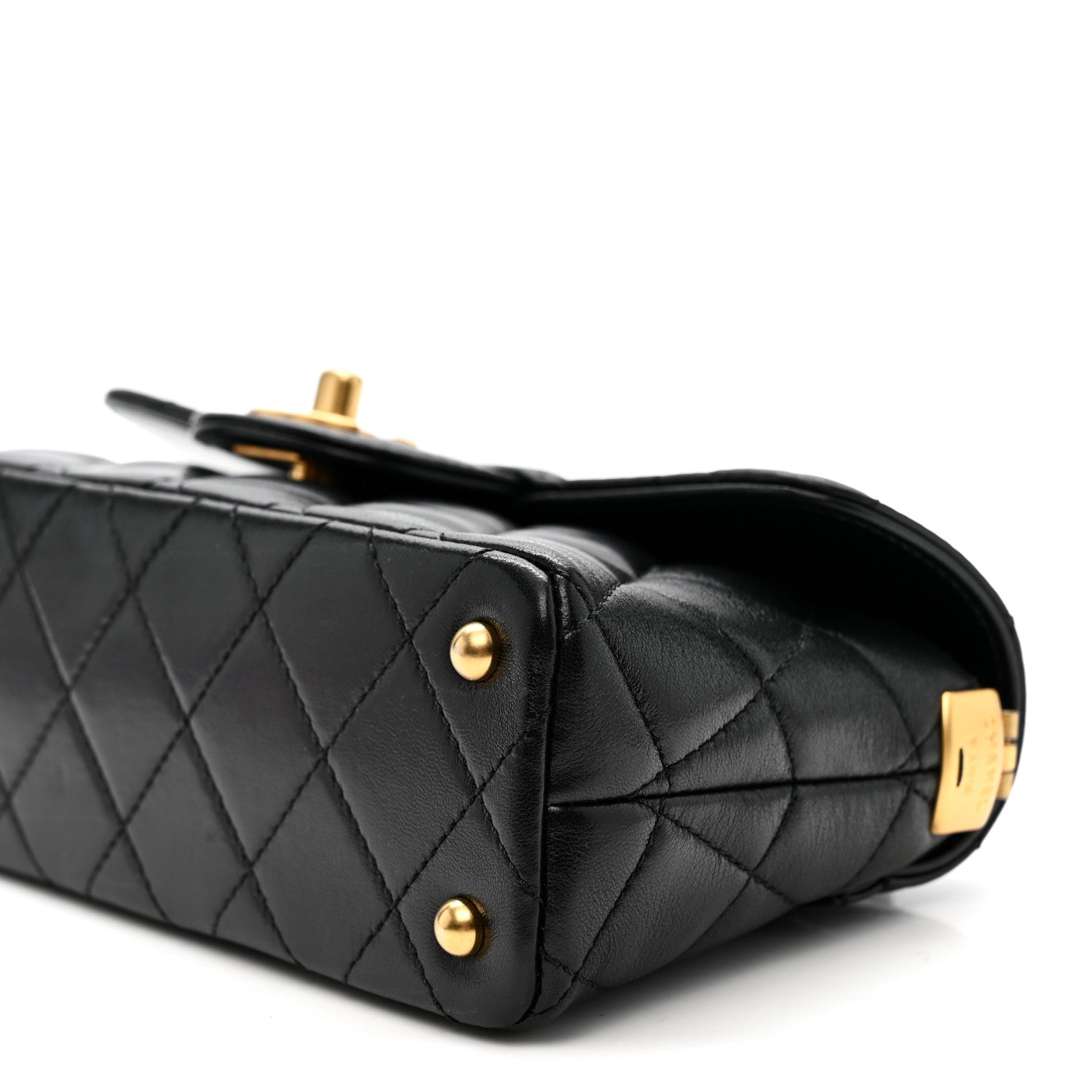 Chanel Lambskin Quilted Mini Flap Top Handle Bag Black 9 of 10