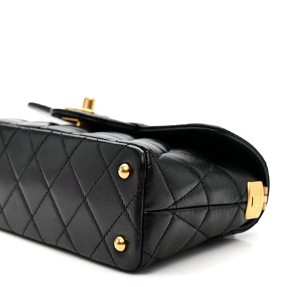 Chanel Lambskin Quilted Mini Flap Top Handle Bag Black 9 of 10