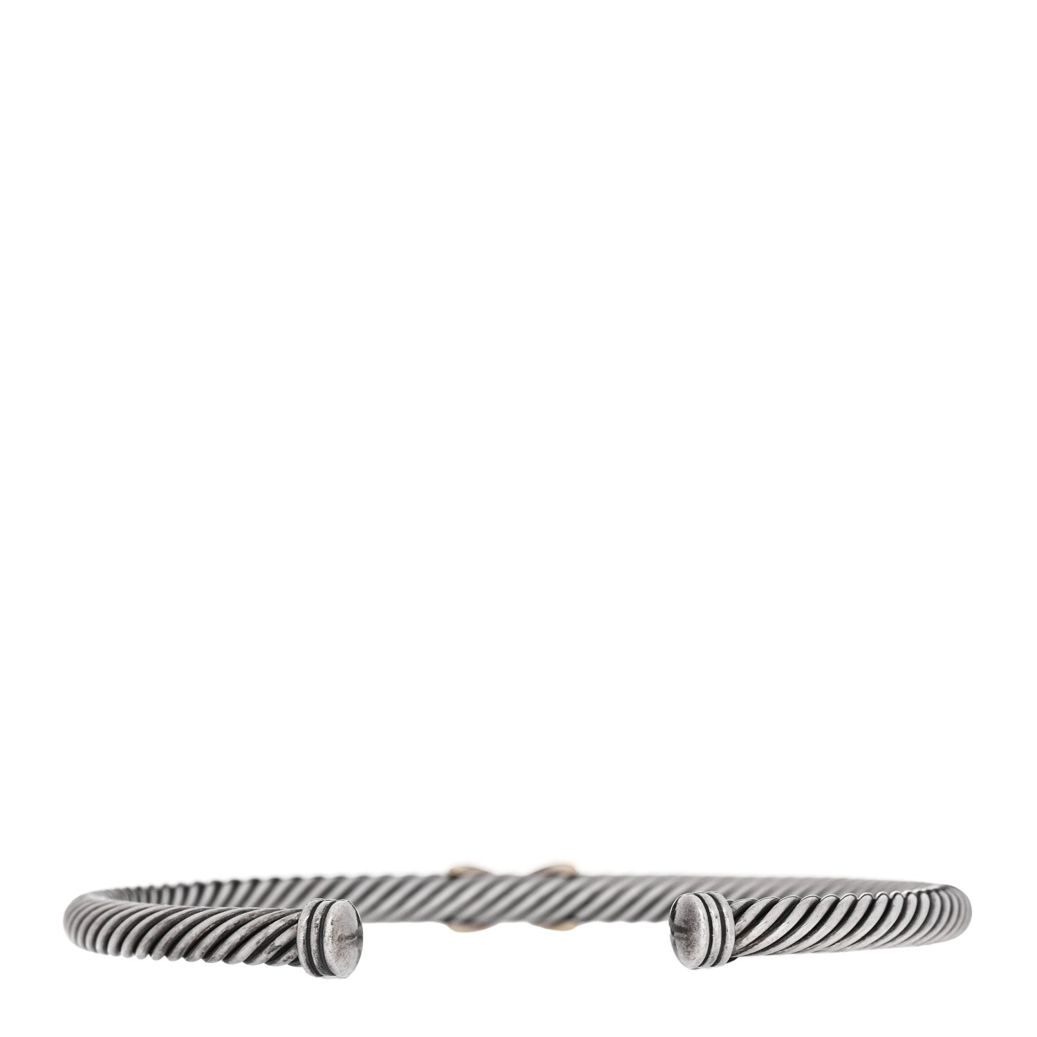 David Yurman Sterling Silver 14K Yellow Gold 4mm X Station Cable Bracelet 2 of 3
