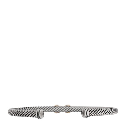 David Yurman Sterling Silver 14K Yellow Gold 4mm X Station Cable Bracelet 2 of 3