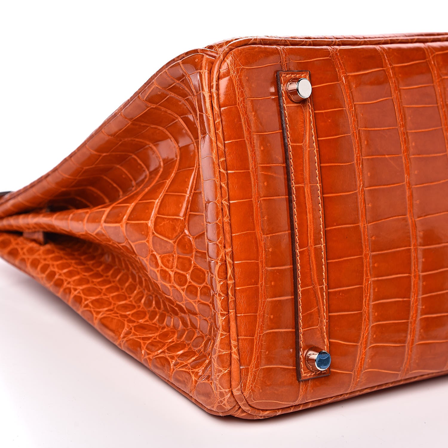 Hermes Shiny Porosus Crocodile Birkin 35 Orange 28 of 33
