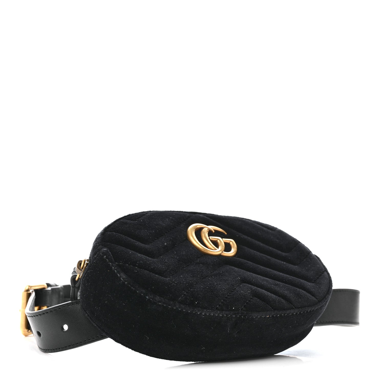 Gucci Velvet Matelasse GG Marmont Belt Bag 75 30 Black 4 of 13