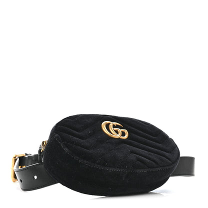 Gucci Velvet Matelasse GG Marmont Belt Bag 75 30 Black 4 of 13