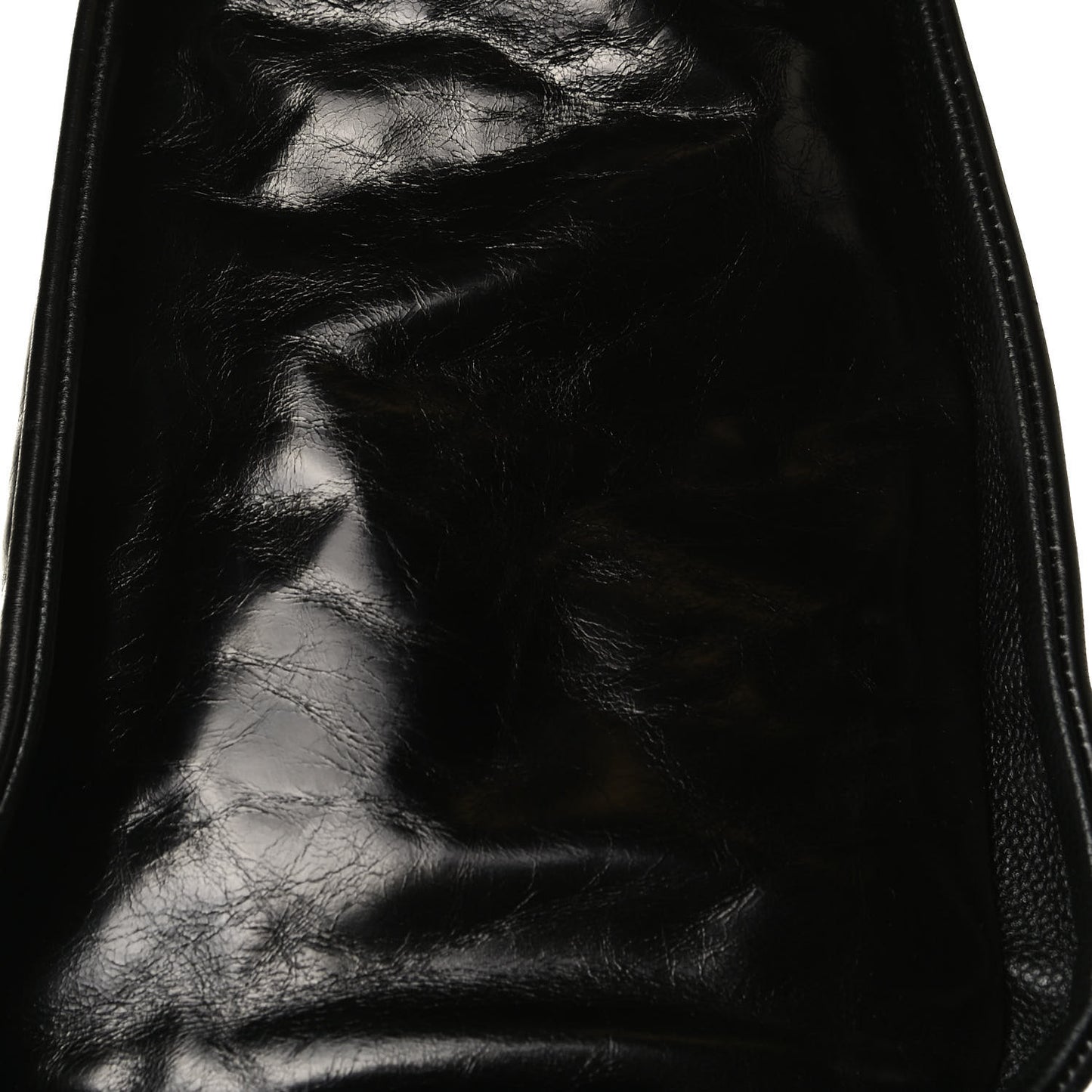 Glazed Calfskin Small Deauville Tote Black