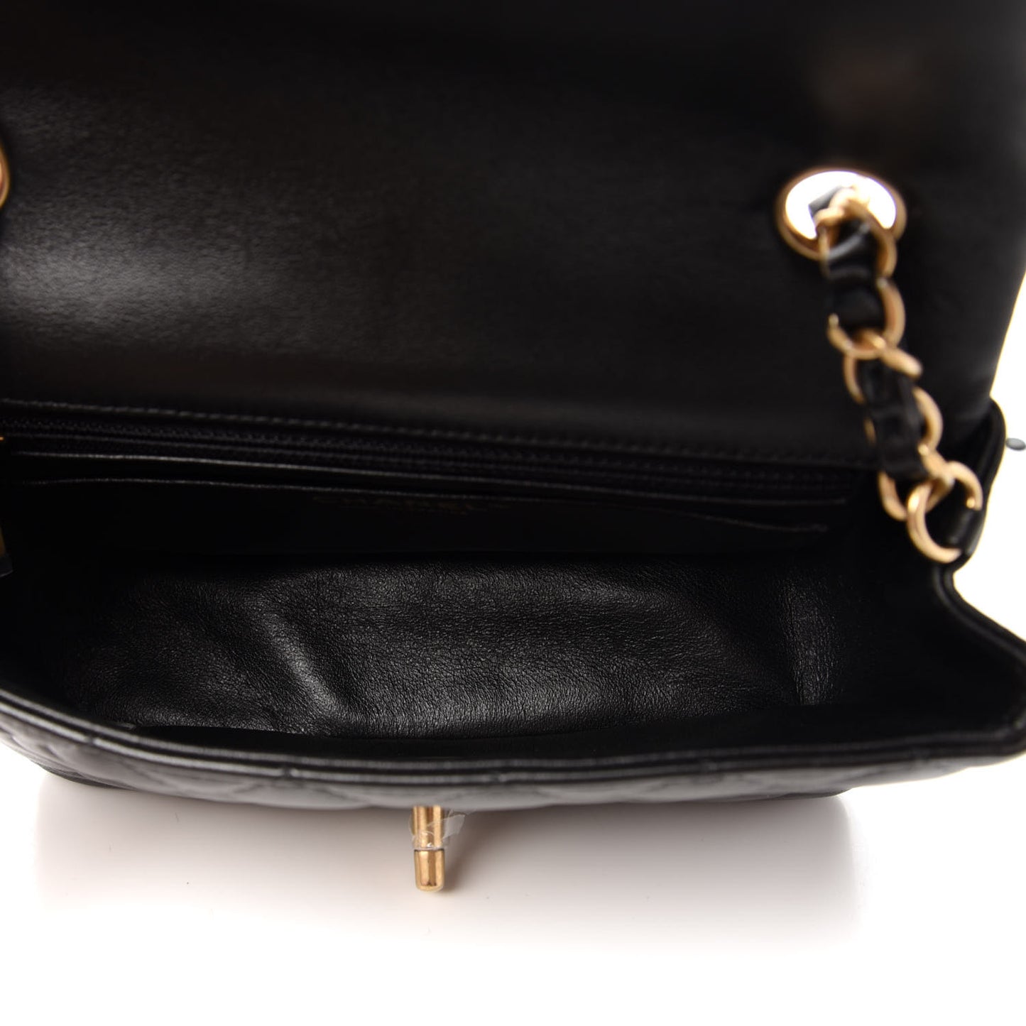 Lambskin Quilted Mini Rectangular Flap Black