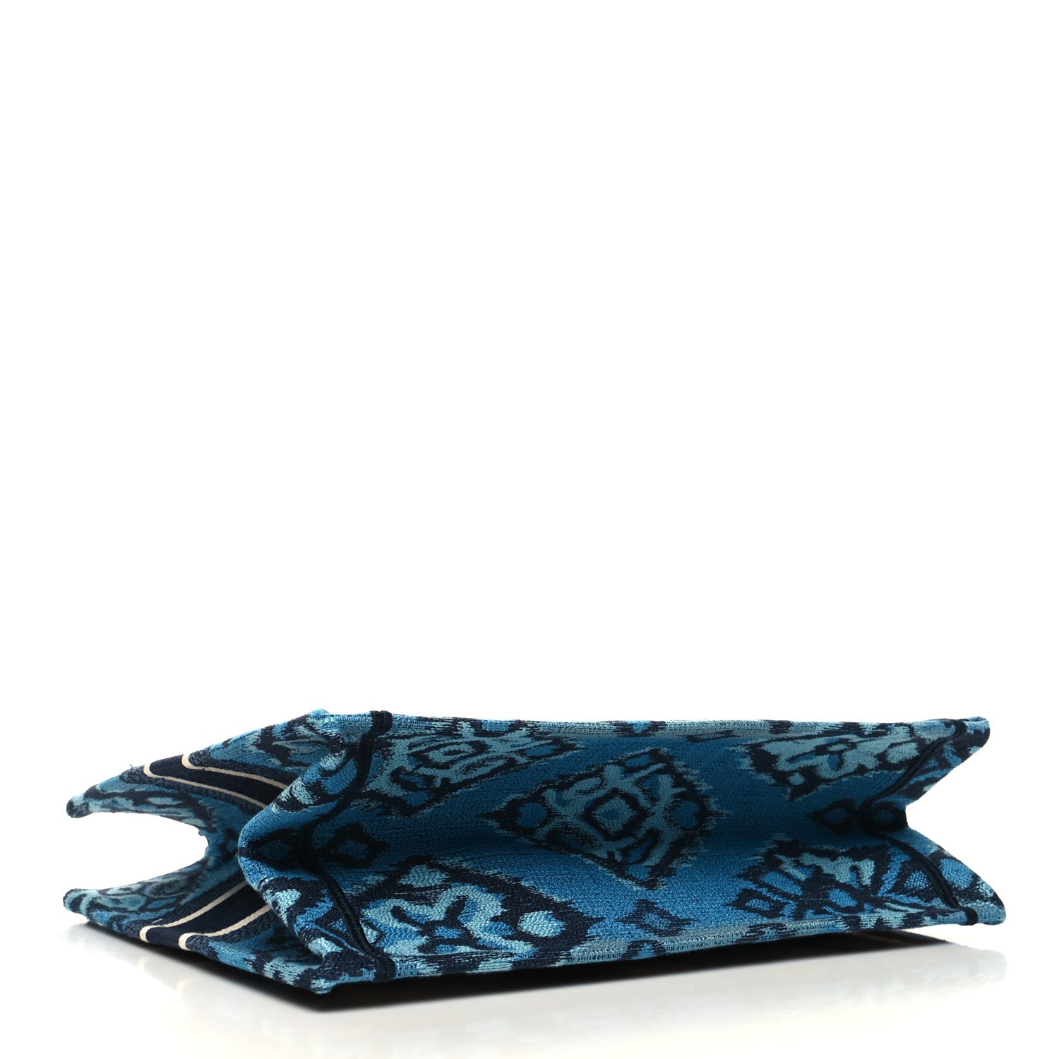 Christian Dior Canvas Embroidered Paisley Medium Book Tote Blue Multicolor 4 of 11