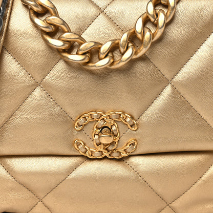 Chanel Metallic Goatskin Quilted Large Chanel 19 Flap Gold 8 of 10