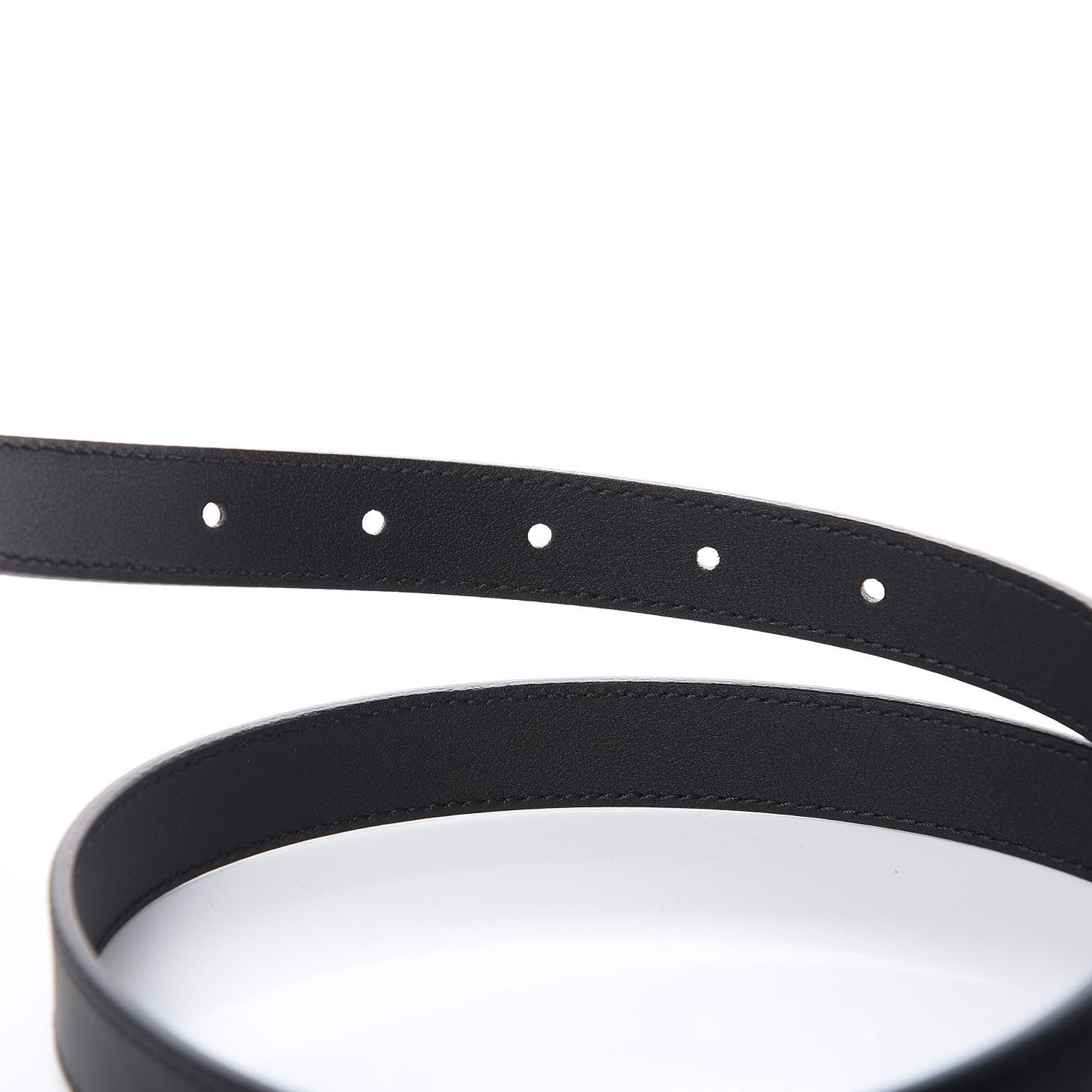 Moon Calfskin Pearl Double G 20mm Belt 80 32 Black Cream
