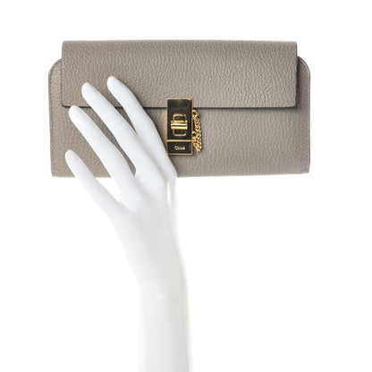 Chloe Grained Lambskin Drew Long Wallet with Flap Motty Grey 2 of 8