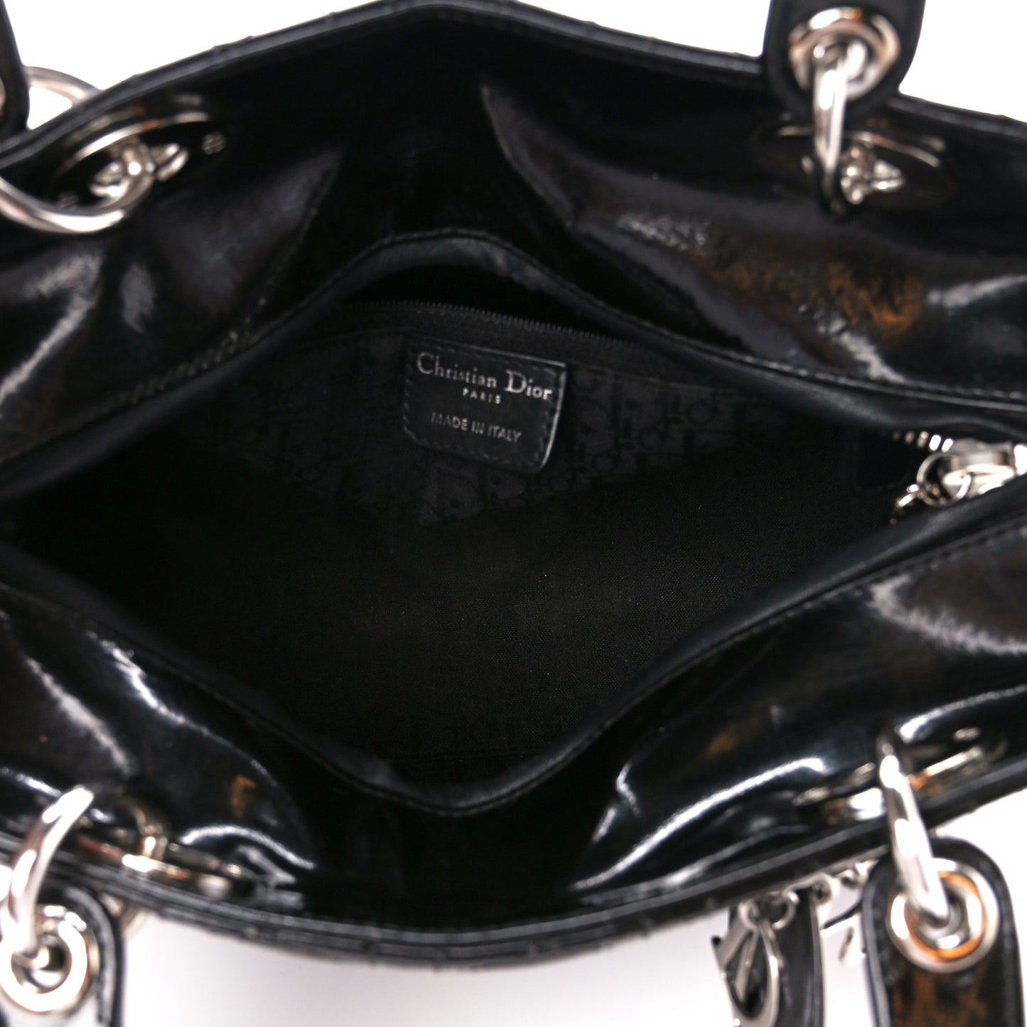 Patent Cannage Medium Lady Dior Black