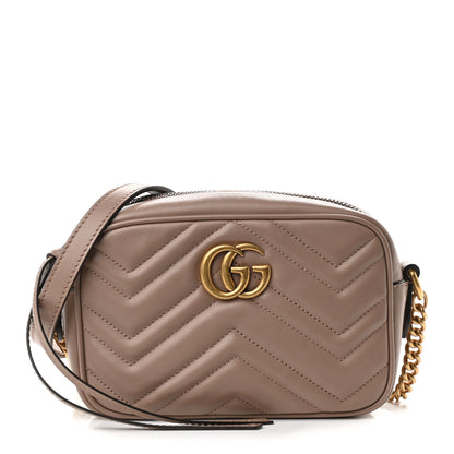 Gucci Calfskin Matelasse Mini GG Marmont Chain Shoulder Bag Porcelain Rose 1 of 9