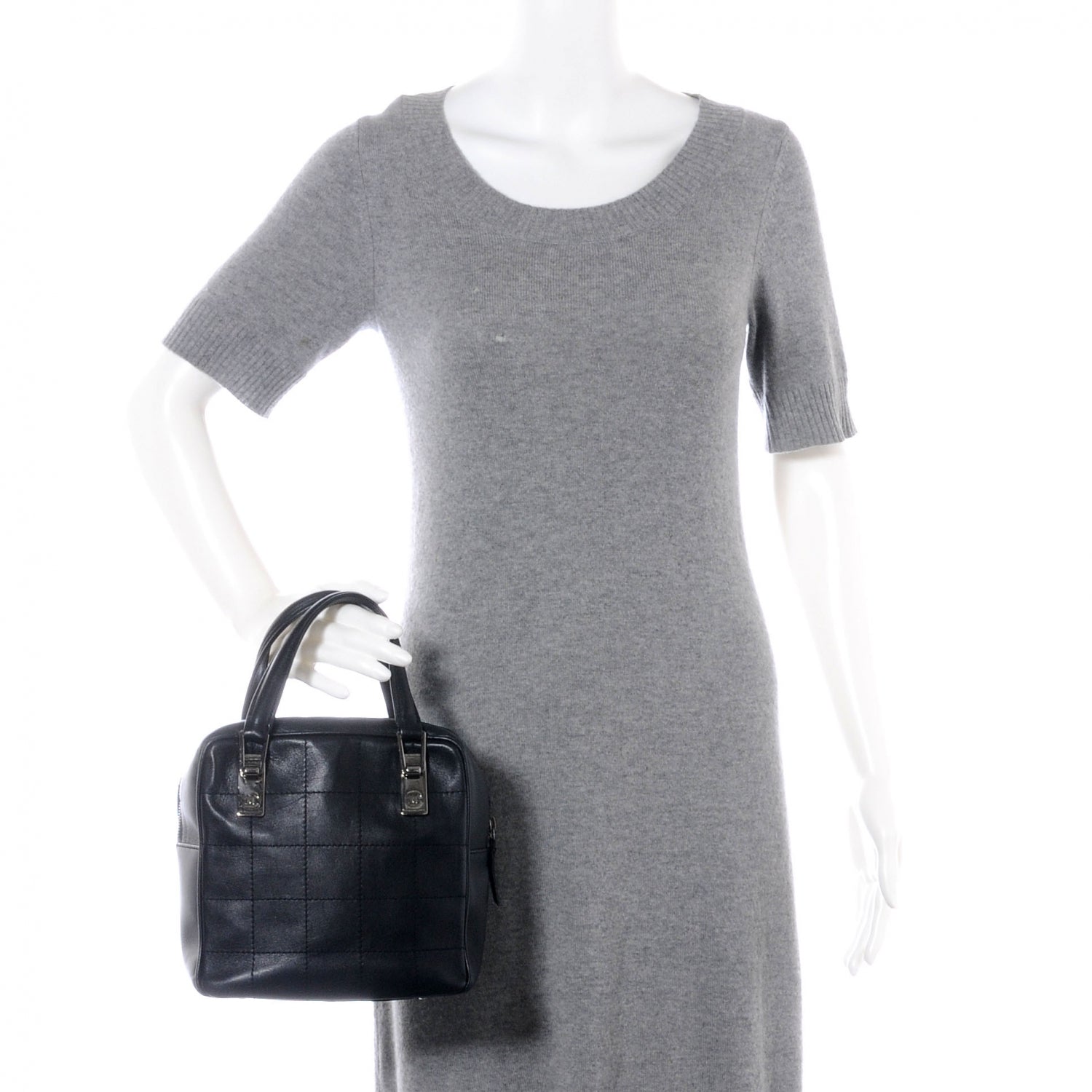 Chanel Leather Square Stitched Small Handbag Black 2 of 8