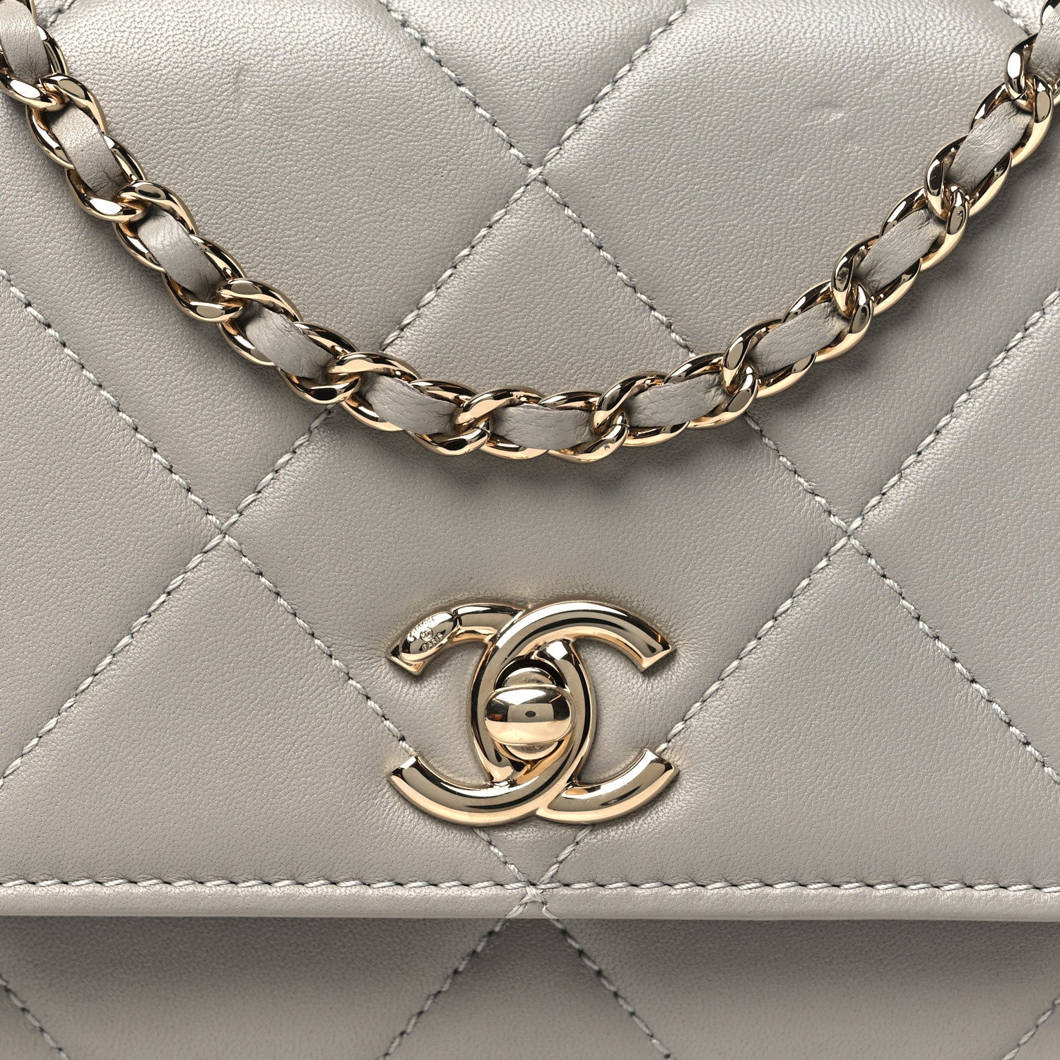 Chanel Lambskin Quilted Trendy CC Wallet On Chain WOC Grey 9 of 11