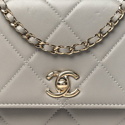 Chanel Lambskin Quilted Trendy CC Wallet On Chain WOC Grey 9 of 11