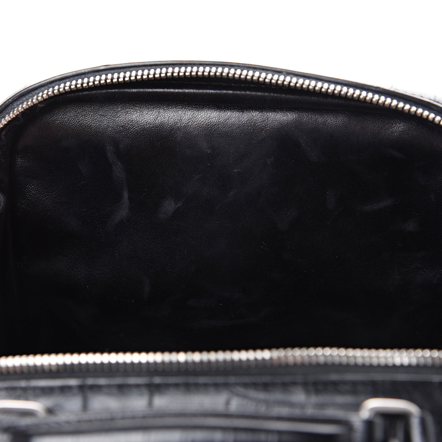 Calfskin Crocodile Embossed Monogram Lunch Box Bag Black