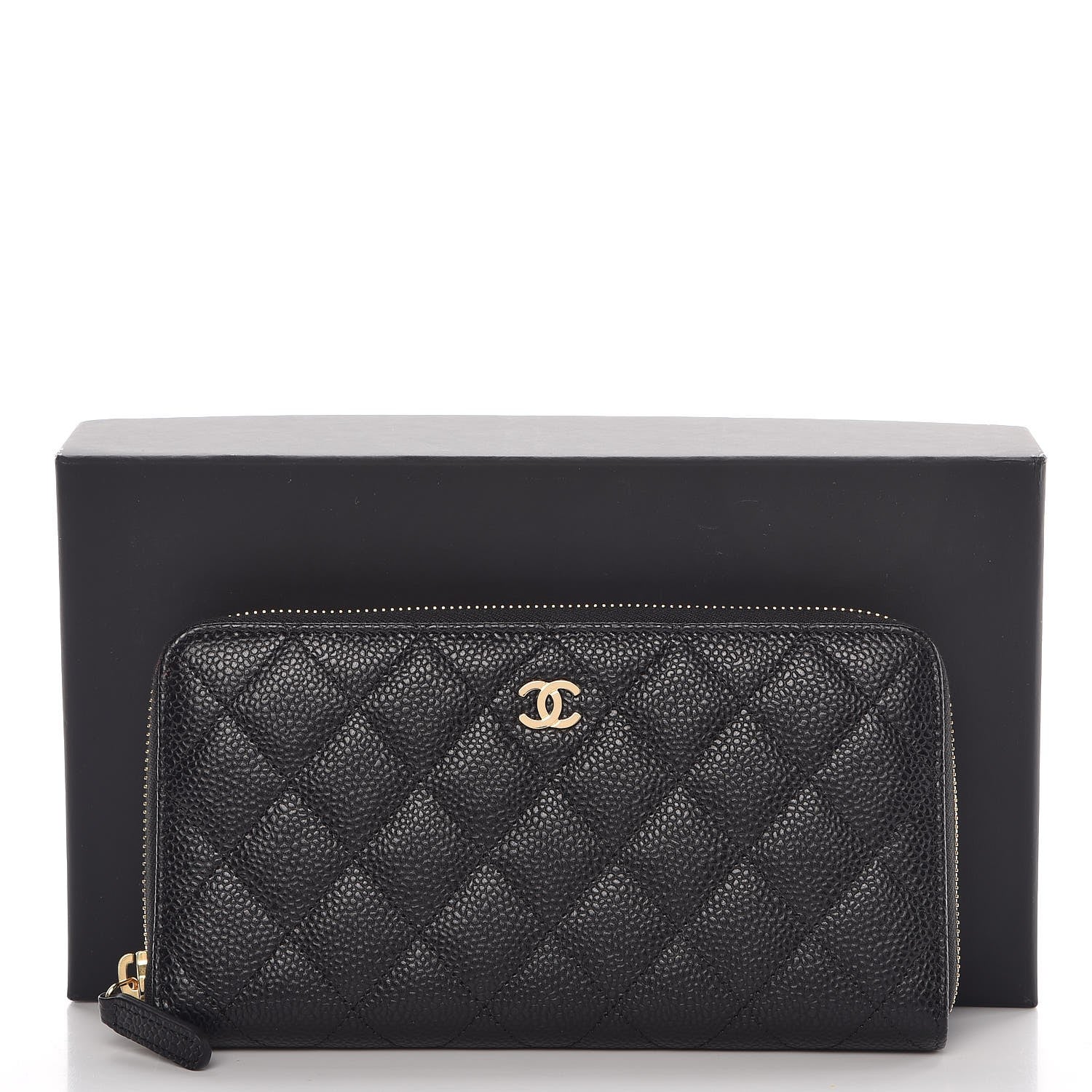Chanel Caviar Quilted Large Gusset Zip Around Wallet Black 9 of 9