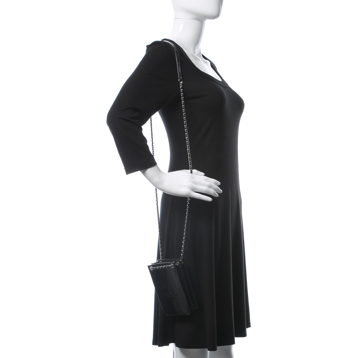 Patent CC Phone Holder Crossbody Black