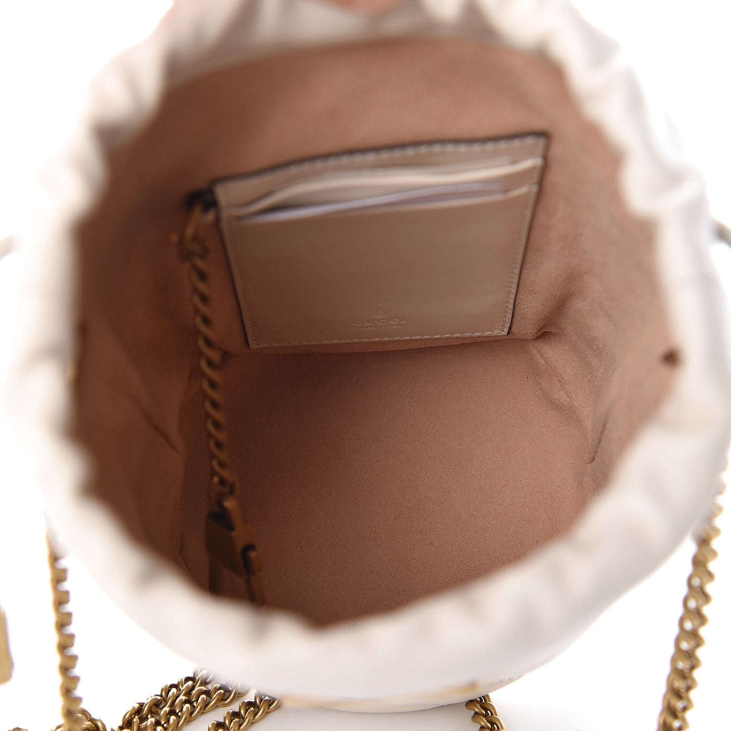 Calfskin Matelasse Mini GG Marmont 2.0 Bucket Bag White