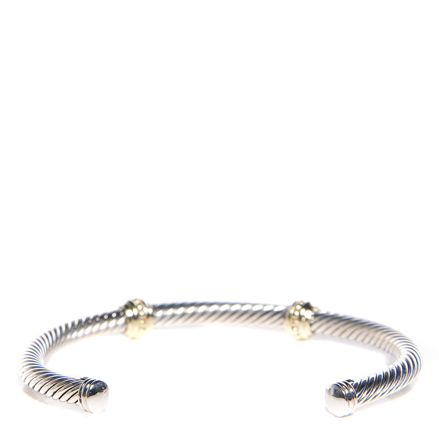 Sterling Silver 14K Yellow Gold 5mm Cable Classics Two Station Bracelet
