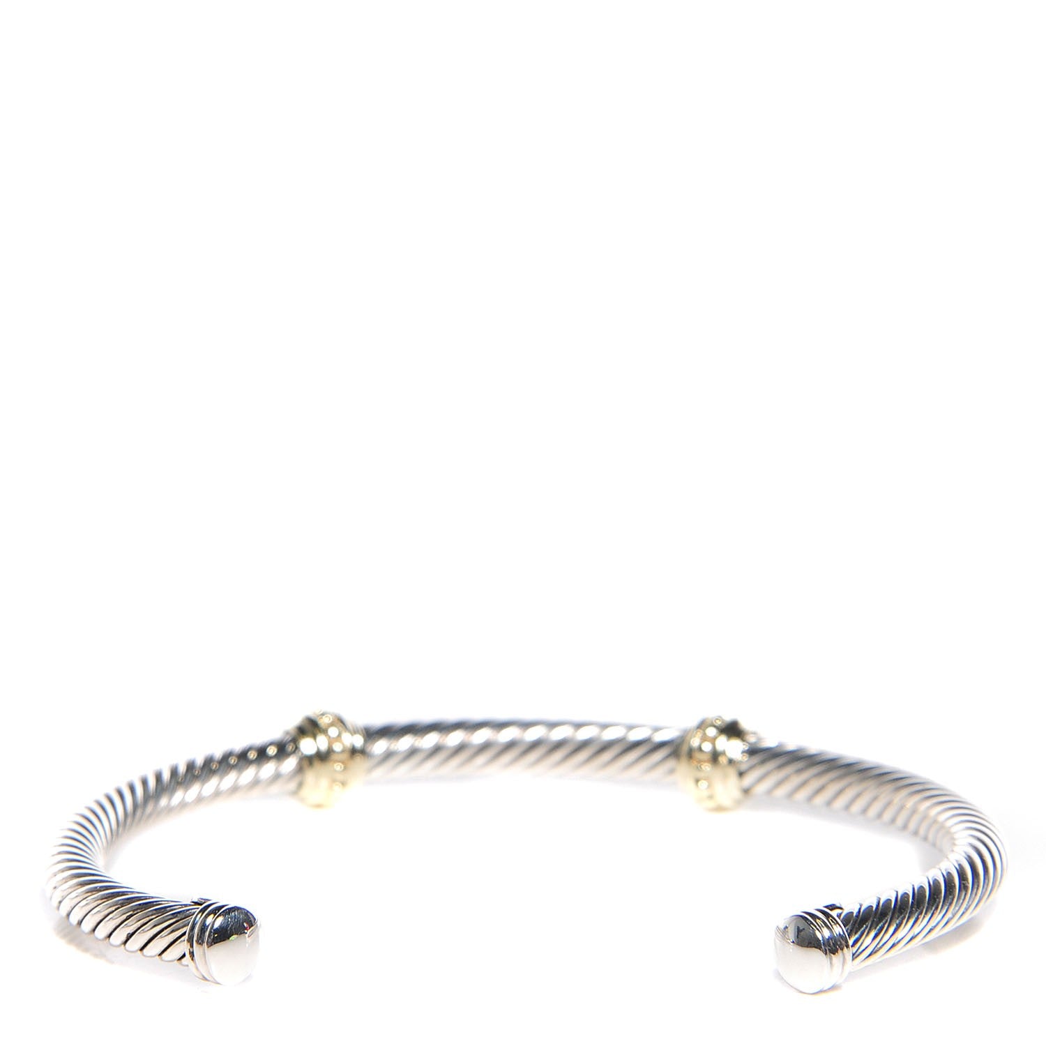 David Yurman Sterling Silver 14K Yellow Gold 5mm Cable Classics Two Station Bracelet 2 of 5