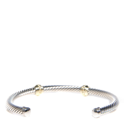 David Yurman Sterling Silver 14K Yellow Gold 5mm Cable Classics Two Station Bracelet 2 of 5