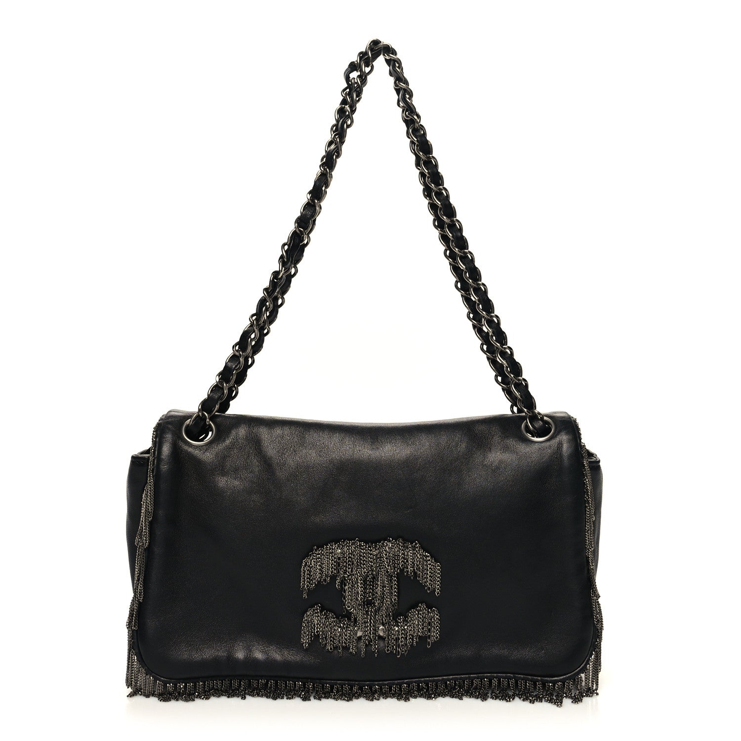 Chanel Lambskin Rock And Cabaret Chain Fringe Flap Black 1 of 10