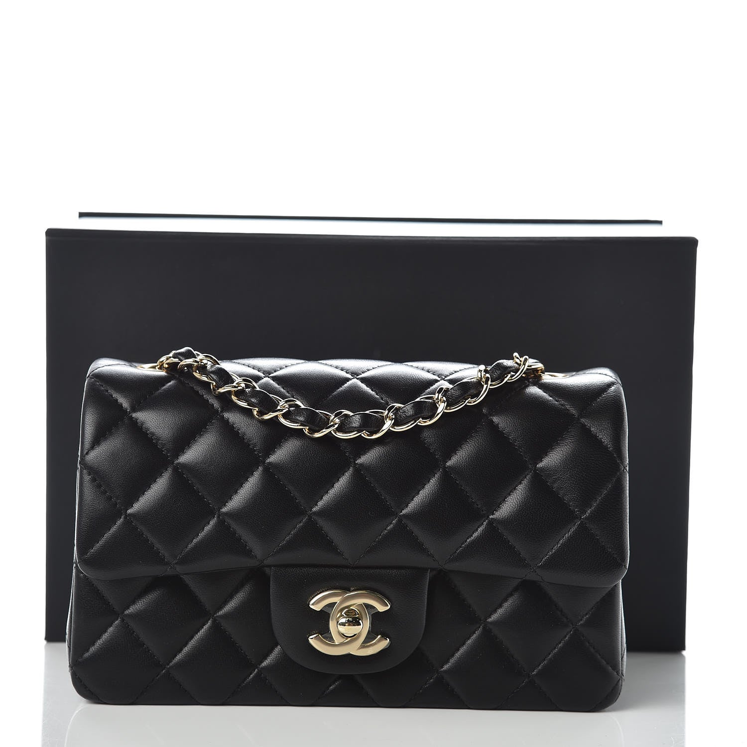 Chanel Lambskin Quilted Mini Rectangular Flap Black 10 of 10