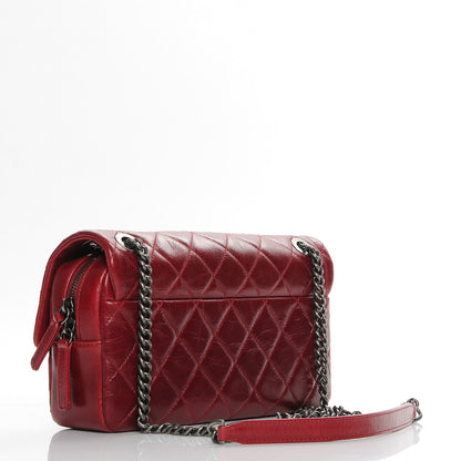 Chanel Glazed Calfskin Quilted Medium Duo Color Flap Dark Red 3 of 13