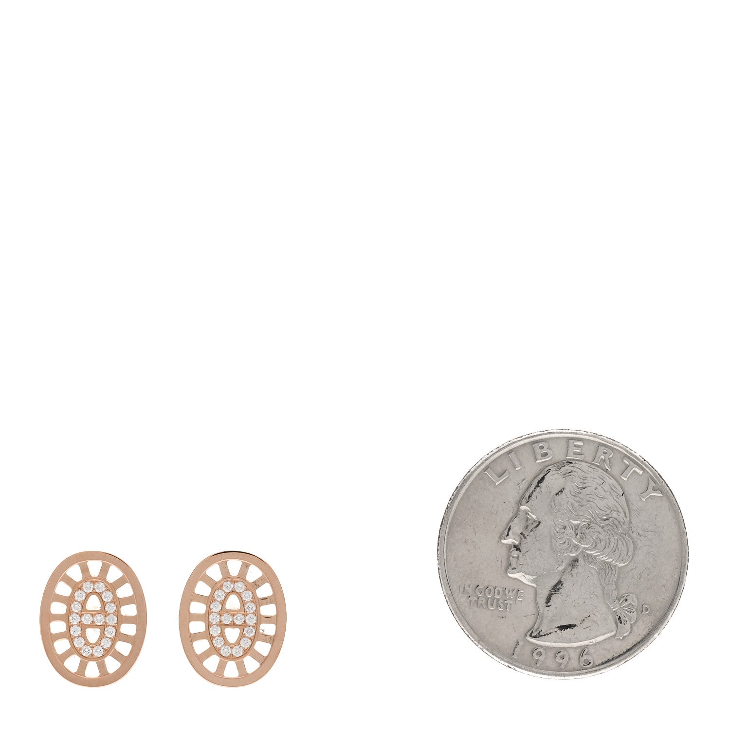 Hermes 18K Rose Gold Diamond Chaine d'Ancre Divine Stud Earrings 2 of 5