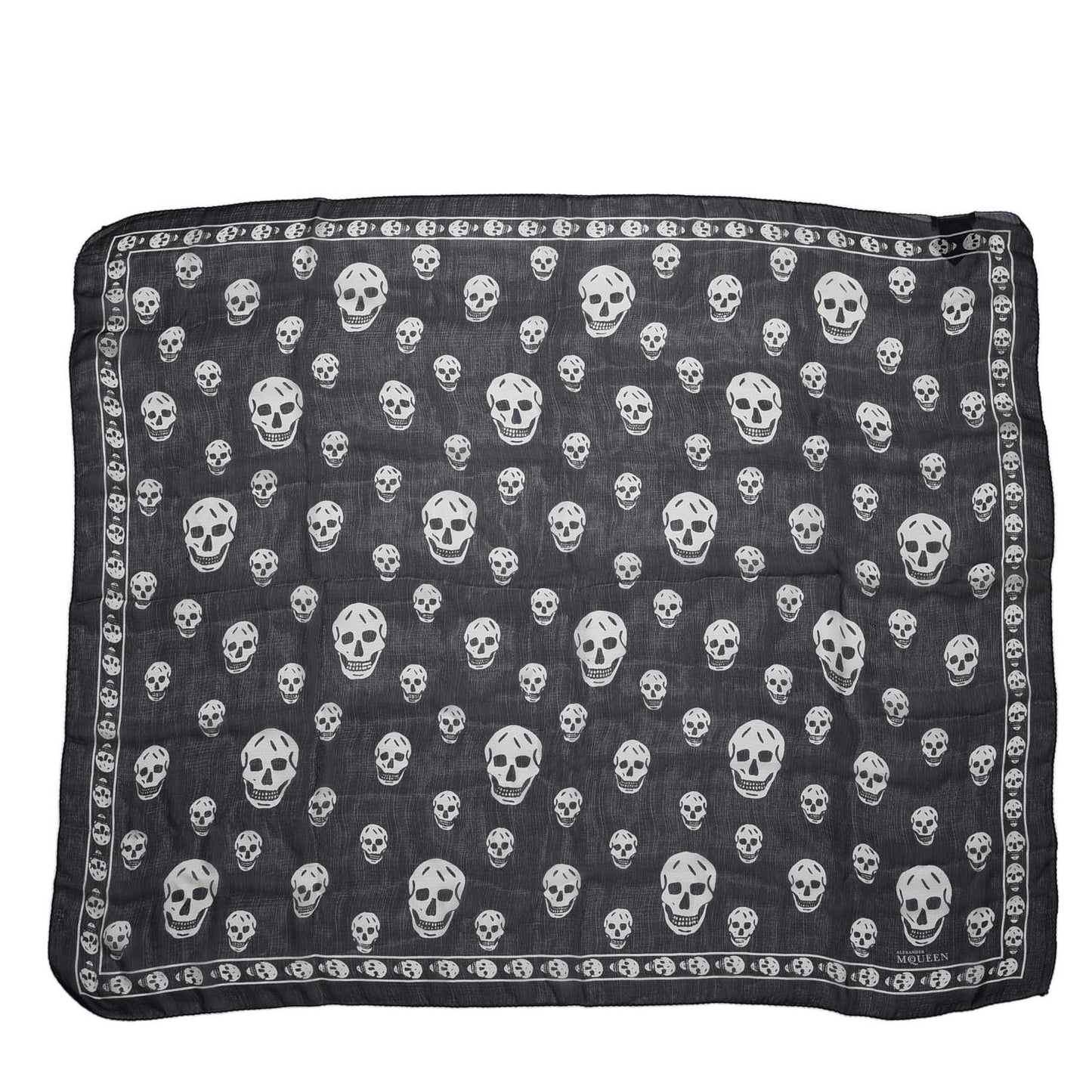 Silk Chiffon Skull Scarf Black Ivory
