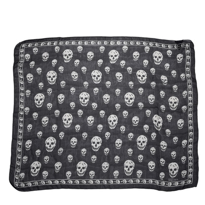 Alexander McQueen Silk Chiffon Skull Scarf Black Ivory 3 of 7
