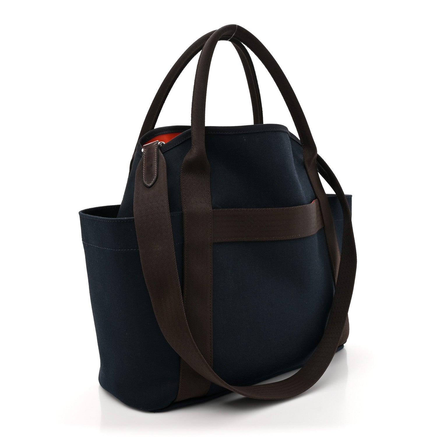 Hermes Toile Sac De Pansage Groom Bleu Navy Feu 3 of 15