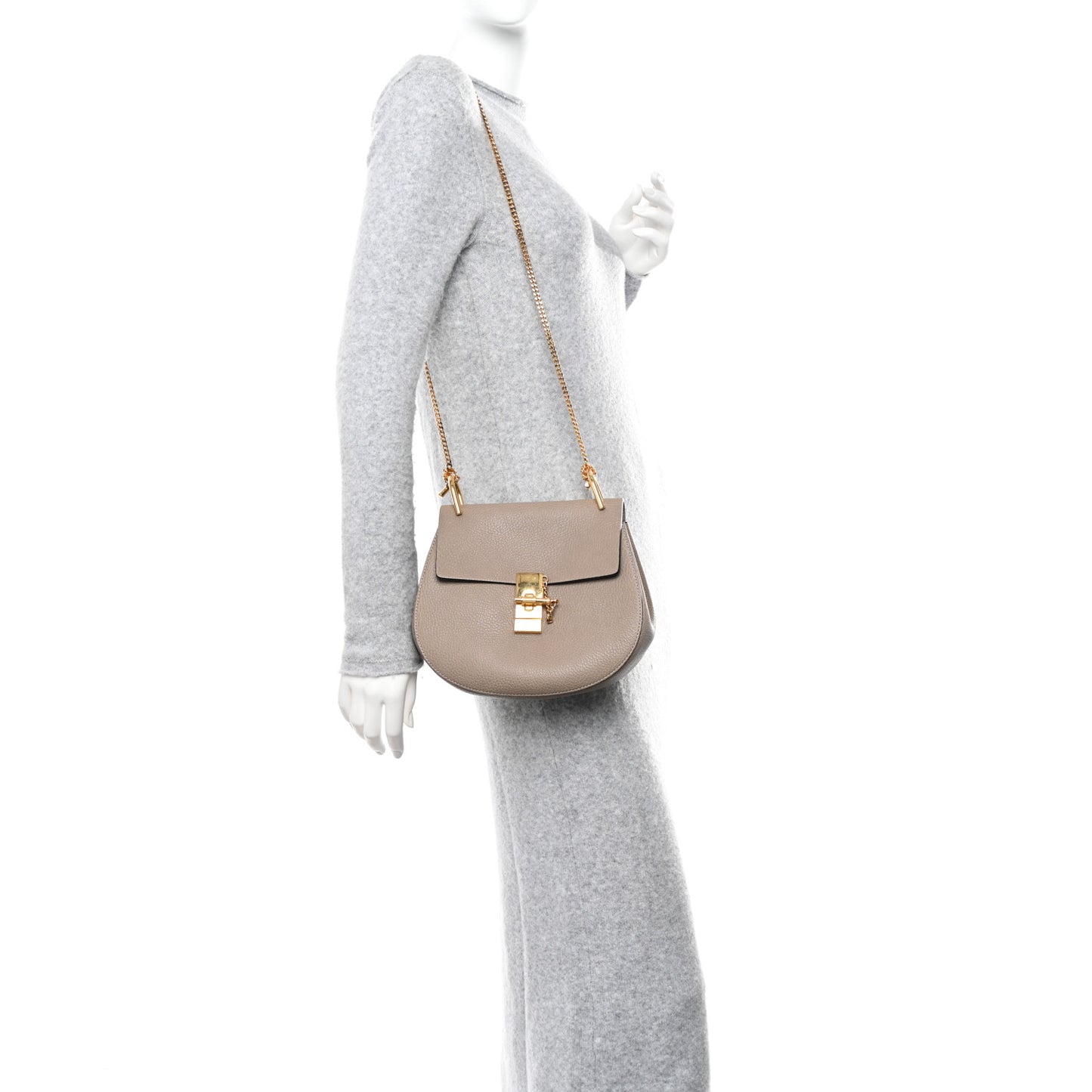 Grained Lambskin Drew Shoulder Bag Motty Grey