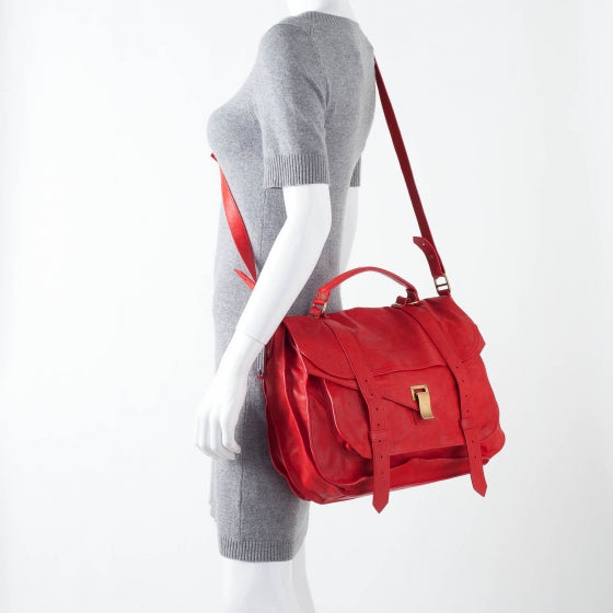 Lambskin PS1 Large Satchel Red