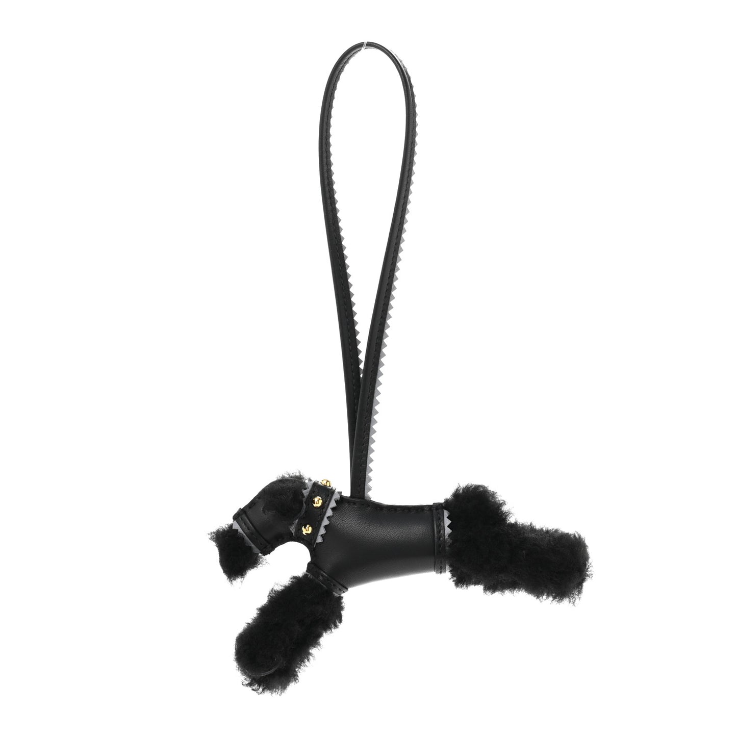 Milo Lambskin Epsom Shearling Budy Apic Charm Black Gris Pantin