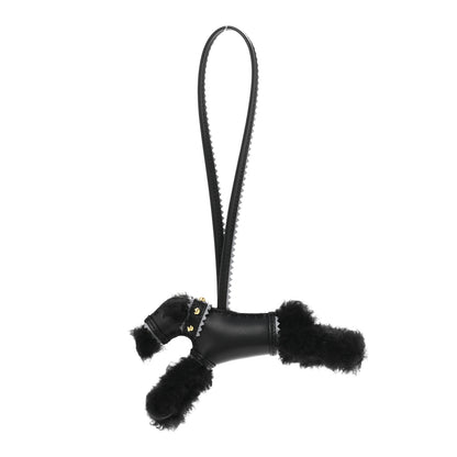 Hermes Milo Lambskin Epsom Shearling Budy Apic Charm Black Gris Pantin 1 of 5