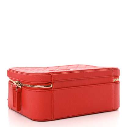 Chanel Caviar Quilted Large CC Filigree Vanity Case Red 5 of 13