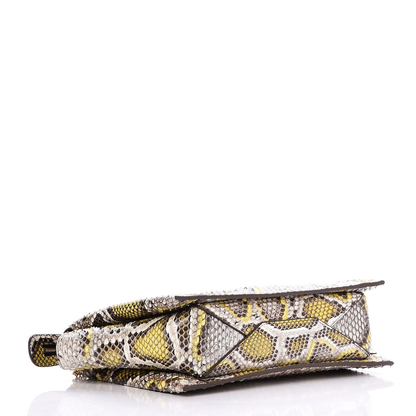 Python Painted Tri-Fold Clutch on Chain Yellow