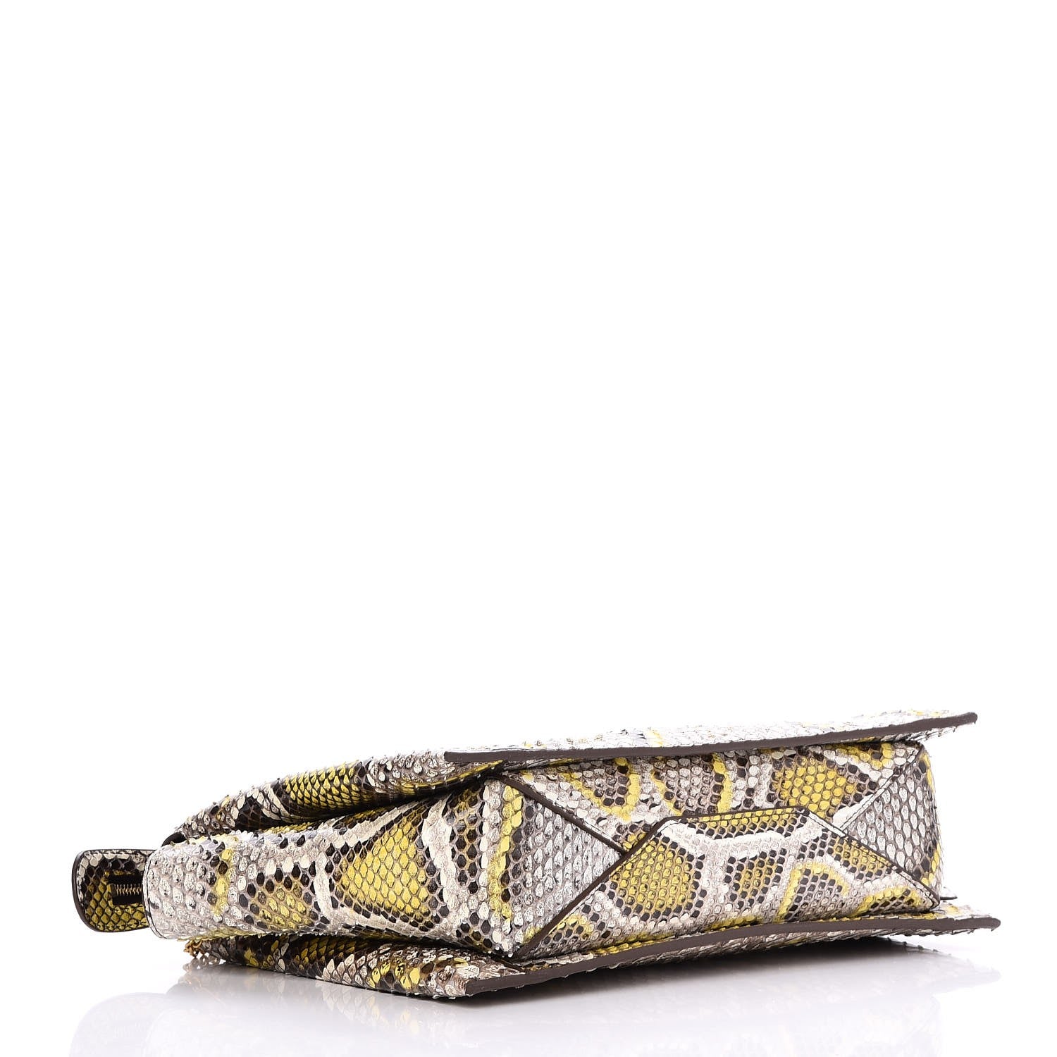 Celine Python Painted Tri-Fold Clutch on Chain Yellow 4 of 6